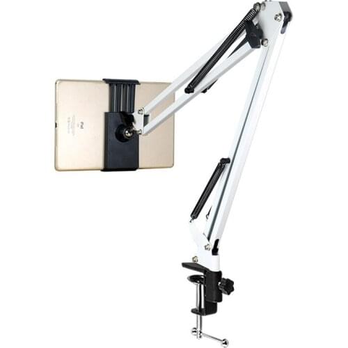 New Cellphone Tablet Metal Holder Stand Adjustable Long Arms Mount Bracket for 12-18CM Wide Mobile Phone Tablets