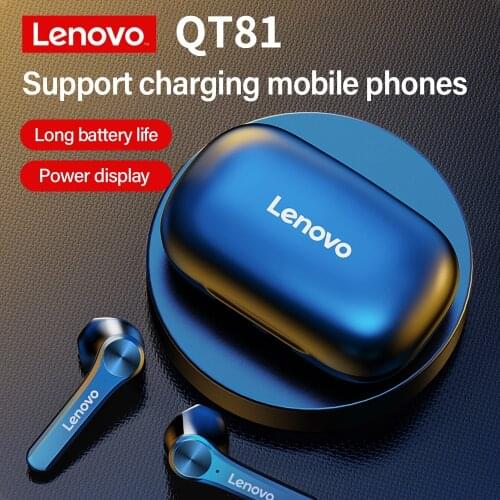 Original Lenovo QT81 TWS Wireless Headphone Stereo Sports Waterproof Earbuds Headset with Microphone Bluetooth Earphones 1200mAh