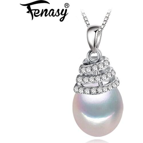 FENASY Genuine Natural Freshwater Pearl Necklace For Women Fashion Luxury 925 Sterling Silver Pendant With White Pearl