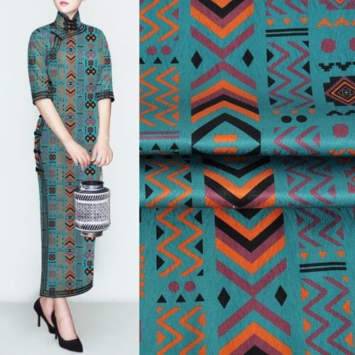 1 Meter Natural Silk Dress Fabric Elastic Jacquard Satin Herringbone Pattern Geometric