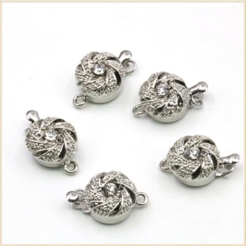 10pcs 12mm Alloy Round Sun Flower Clasp Necklace Bracelet Buckle Silver Color Findings Accessory Machining Parts Jewelry Making