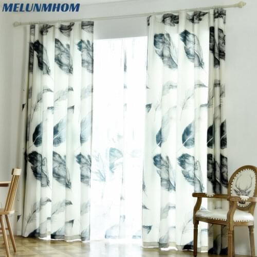 Nordic Minimalist Gray White Feathers Curtains for Bedroom Floor Screen Window Treatments Living Room Curtains Roman Blinds