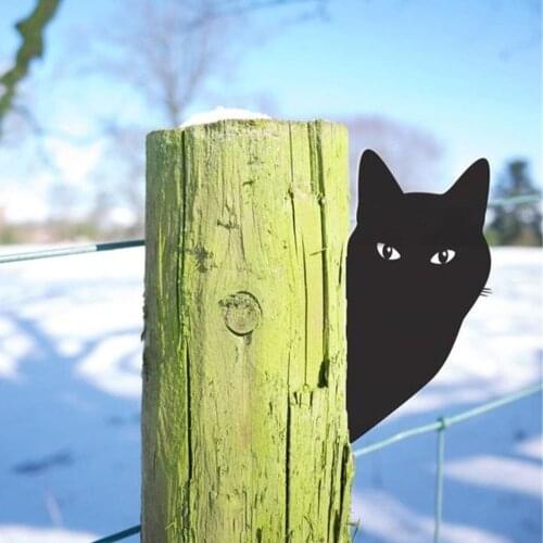 Creative Acrylic Black Cat Fence Outdoor Garden Home Hanging Sculpture Window Tree Home Peeping Cat Yard Art Decoration,1PC