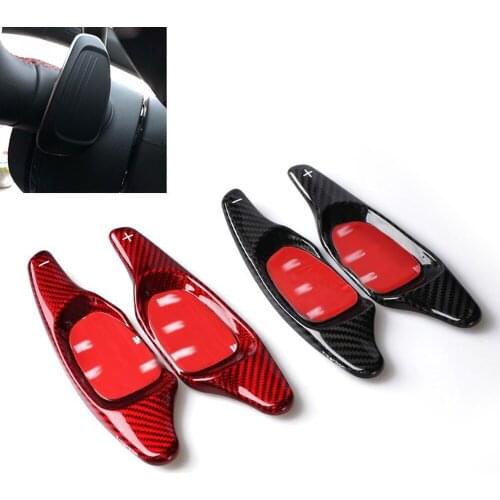 Red & black Carbon Fiber Steering Wheel Paddle Extension Shifter Cover Trim For Audi A5 S3 S5 S6 SQ5 RS3 RS6 RS7 2015 2016 2017