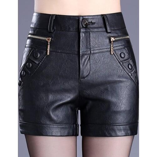 Yeqedu Women's Leather Shorts