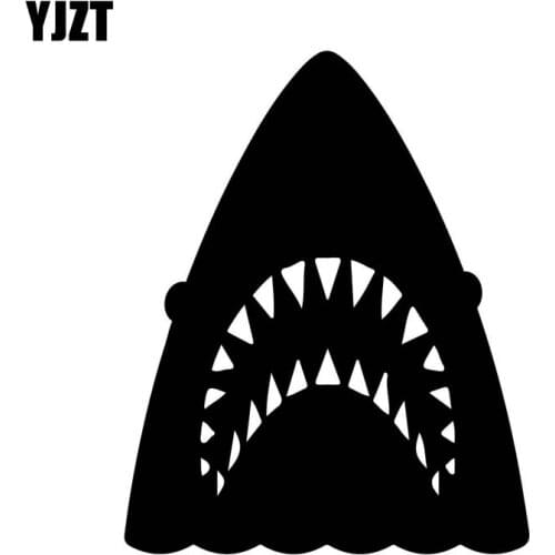 YJZT 11cm*13.6cm SHARK HEAD Personality Vinyl Car Sticker Decor Decal Black Silver Car-styling C11-0285