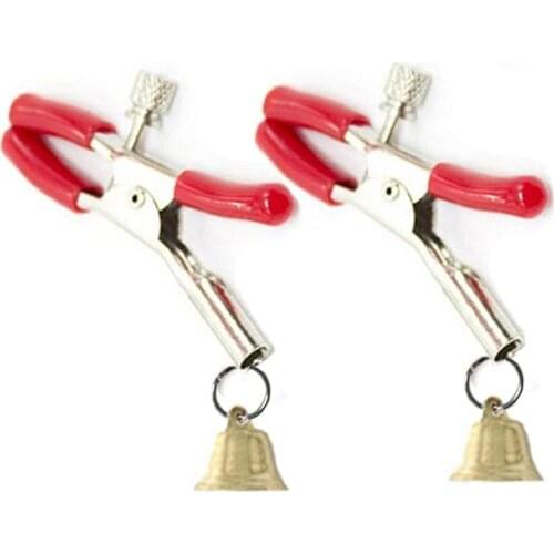 1 Pair Metal Bell Nipple Clamps With Chain Clips Flirting Teasing Sex Flirt Bondage Kit Slave Bdsm Exotic Accessories