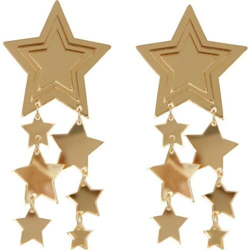 Exaggeration Gold Star Acrylic Earring for Women Brincos Tassel Drop Earring Hyperbole Long Dangle Earring Jewelry Christmas