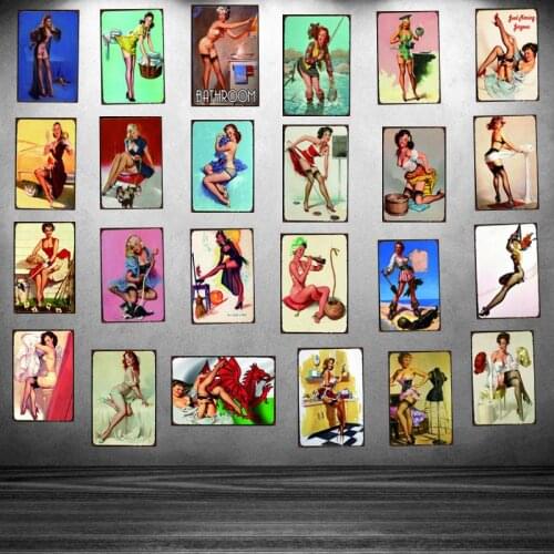 Pin UP Girl Retro Tin Signs Plaque Metal Vintage Wall Home Restaurant Music Bar Art Decor Cuadros Wall sticker 30X20CM DU-2618
