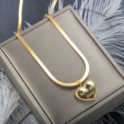 ZMFashion Punk Love Pendant Snake Bone Chain Necklace Women Men Charm Stainless Steel Romantic Couple Jewelry Accessories 2021