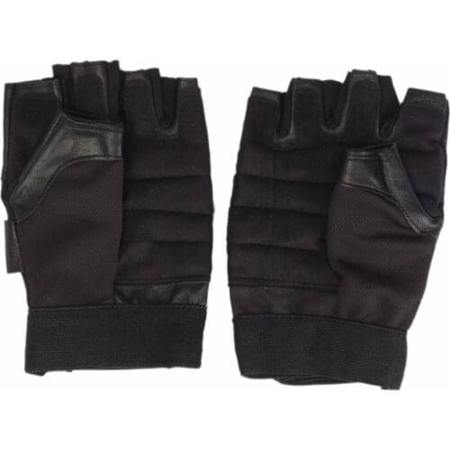 1Pair Black PU Leather Weight Lifting Gym Gloves Workout Wrist Wrap Sports Exercise Training Fitness for Men