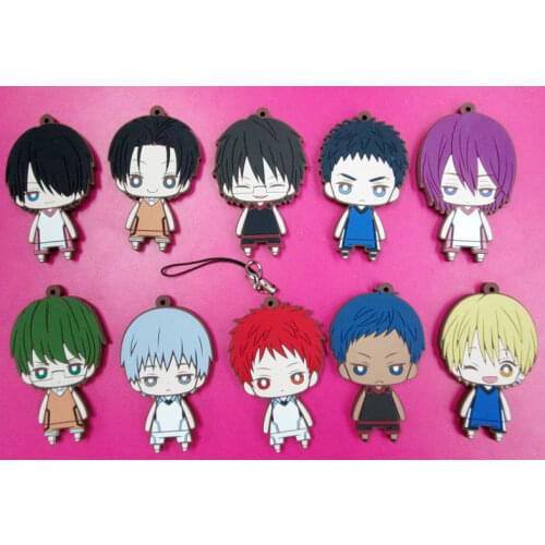 10pcs/set Anime Kuroko no Basket Figures Kuroko Tetsuya,Kagami Taiga,Kise Ryouta Cute Big Head Model PVC Figure Phone pendant