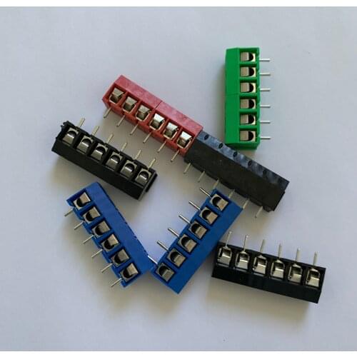 10PCS/LOT kf301-5p 6Psplice, screw type PCB spacing 5.0 terminal, Copper foot iron pin four-color KF301 red, green, black, blue
