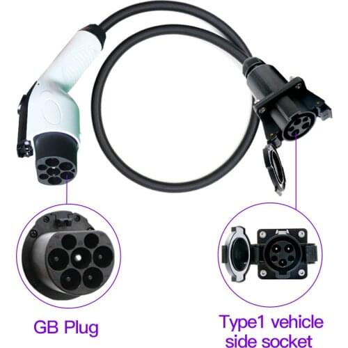 16A EV Charging Cable Double GB Plug to Type1 IEC 62196-2 Female to SAE J1772 Vehicle Side Socket 1m Cable or Customized