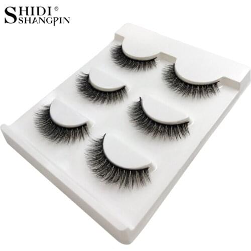 SHIDISHANGPIN 3 Pairs Mink Eyelashes Lashes Mink Hand Made 3d Lashes Eyelash Extension Fake Lashes Natural Long False Eyelashes