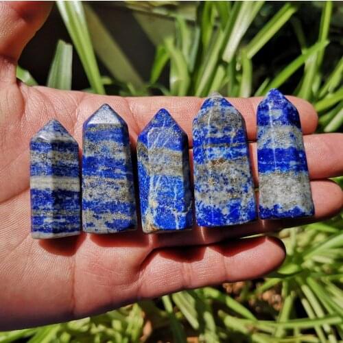 5pcs NATURAL Lapis Lazuli QUARTZ CRYSTAL WAND POINT HEALING