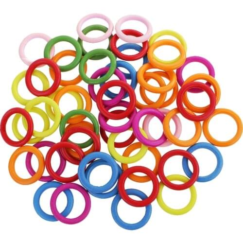 50pcs Colorful Wood Circle Ring Pendant Connectors DIY Jewelry Findings 33mm