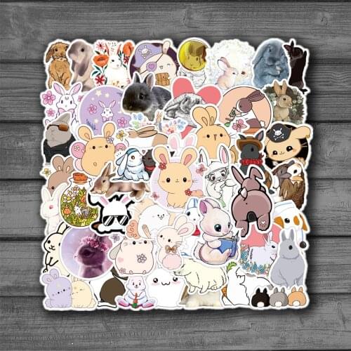 50pcs Cute Rabbit Animal Stickers For Girls Kawaii Cartoons Bunny Hare Decal Sticker To DIY Stationery Water Bottle Phone Guitar