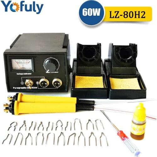 60W Digital Display Wood Burning Kit AC 110/220V Upgraded Soldering Irons Crafts Tool Pyrography Pen Machine Set With EU/US Plug