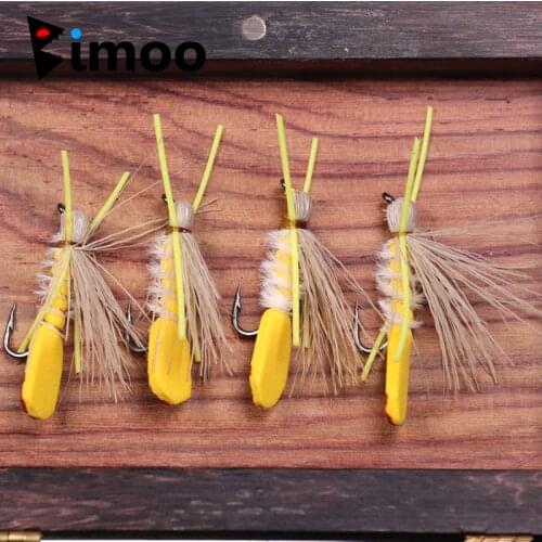 Bimoo 8PCS Yellow Hopper Madam X Dry Fly Size #10 Fresh Water Flies Terrestrials Fly Brown Rainbow Cutthroat Trout Fishing Lures