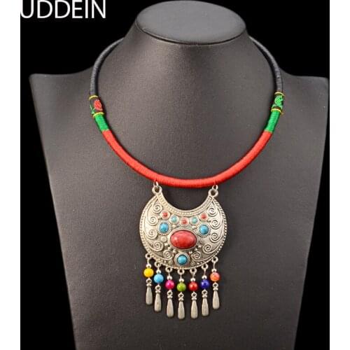 UDDEIN Bohemian Maxi Necklace Red Gem Pendant Bib Beads Jewelry Wholesale Vintage Torques Statement Necklace Chokers Collares