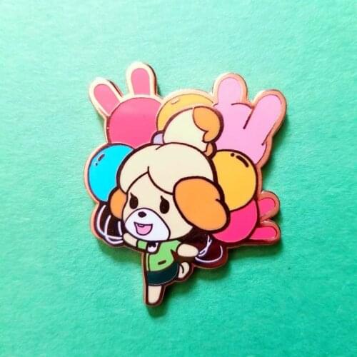 Cute Villager Isabelle Balloons Brooch Pins Enamel Metal Badges Lapel Pin Brooches Jackets Jeans Fashion Jewelry Accessories