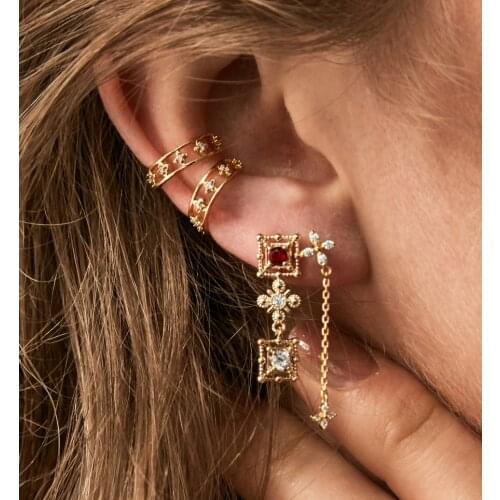 European Ethnic Women vintage earring palace design Gold filled geomeric dangle drop earrings