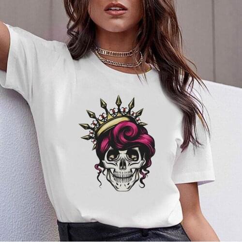 Funny Short Sleeve Tshirt Female Clothes Summer Camo Skull T-shirt Women Harajuku Sunflower Bandana Printed Mom T shirt Mama
