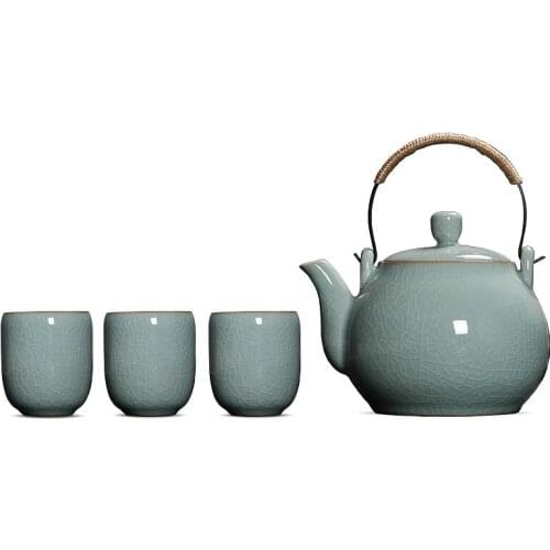 Chinese Style Celadon Lifting Handle Teapot Large Kung Fu Tea Set Set Household Ceramic Large Capacity Tea Cup Complete Set
