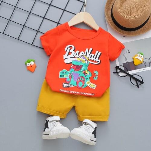 Boys Summer Clothing Set Fashion Cotton T-shirt+shorts 2pcs Kids Boys Beach Clothing Set Kids Boys Girls Cartoon Clothing