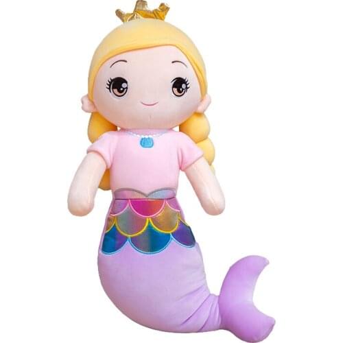 Creative 55/70cm Nice Crown Mermaid Doll Plush Toys Stuffed Soft Cartoon Sleep Pillow Cushion Kid Girlfriend Birthday Gifts