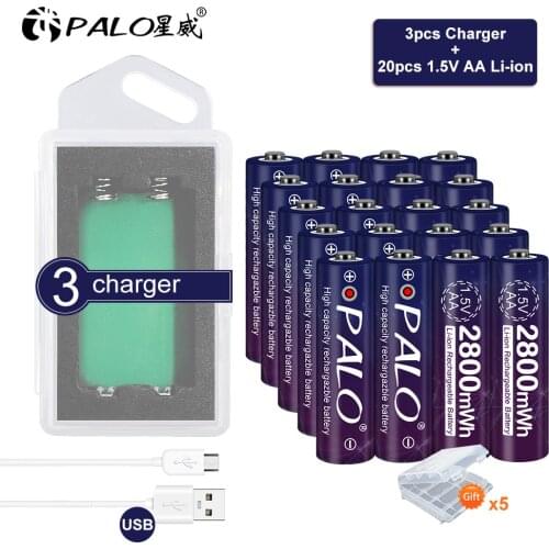 Palo 1.5v aa li-ion lithium-ion battery for 1.5 V aa 2A with 2slots aa Li-ion Battery Charger smart charger