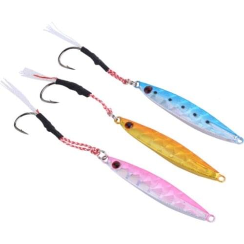 Metal Jig Spoon Fishing Lure Artificial 3D Eyes Saltwater Mustad Crank Hook Sharp Fishhook Spinning Bait 16g 30g Random Color