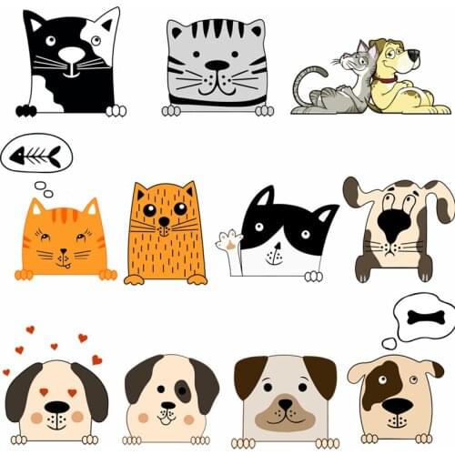 Cute Cartoon Cat Dog Sticker Funny Animal Stickers For Car Styling Auto Body Window Bumper Laptop Home Decor Stickers and Decals