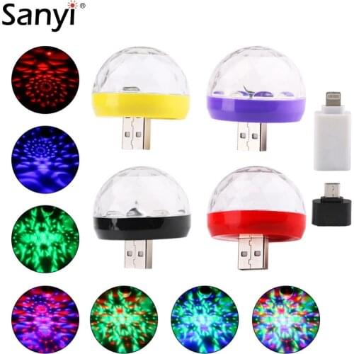 Mini USB Disco Light LED Party Lights Portable Crystal Magic Ball Colorful Effect Stage Lamp For Home Party Karaoke Decoration