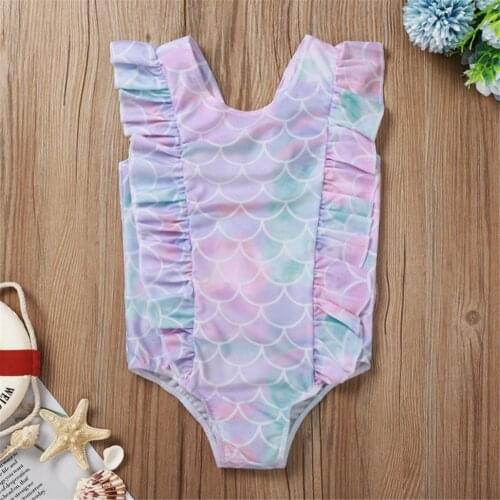 Baby Girl Toddler Children Girls Fashion Cute Sleeveless Leopard Ruffle One-Piece Suits Bikini Swimsuit Bathing Beach Outfits