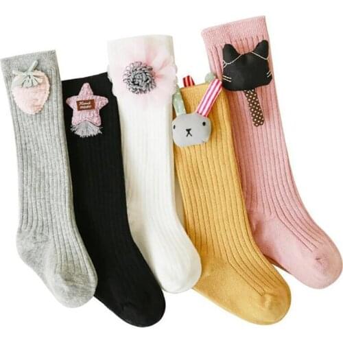 New Cute Cotton Baby Children Girls Stocking Knee High Long Tube Tights Warm Infant Knitted Stockings