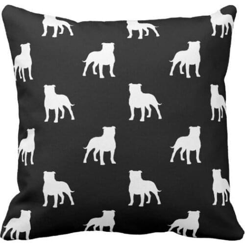 Novelty Staffordshire Bull Terrier Pattern Throw Pillow Case Funny Staffy Silhouettes Cushion Cover Pit Bull Dogs Xmas Gifts