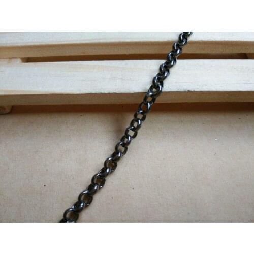 Factory In Bulk Wholesale 3meter 4.8mm Silver Metal chain Stainless copper Round Rolo Chain bead SMM1028