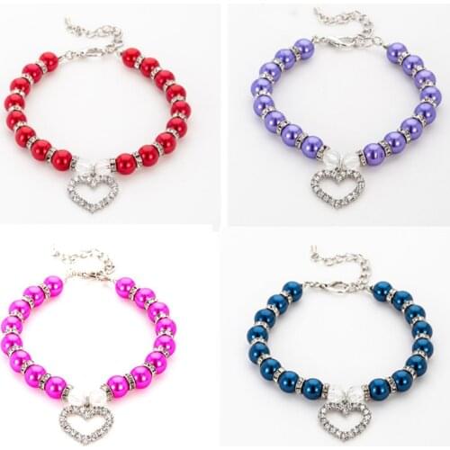 1Pcs Imitation Pearl Rhinestone Pet Collar Pendants Cute Dog Necklace Accessories Jewelry Neck Chain for Dog Cats