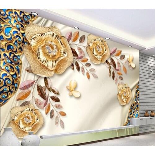 Papel de parede Luxury golden rose jewelry background modern 3d wallpaper mural,living room tv wall bedroom home decor ktv mural