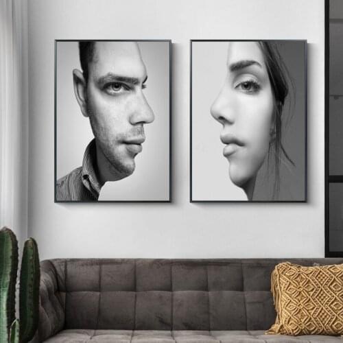 Black and White Portrait Face Curve Abstract Wall Art Canvas Painting Posters And Prints Pictures for Living Room Home Decor