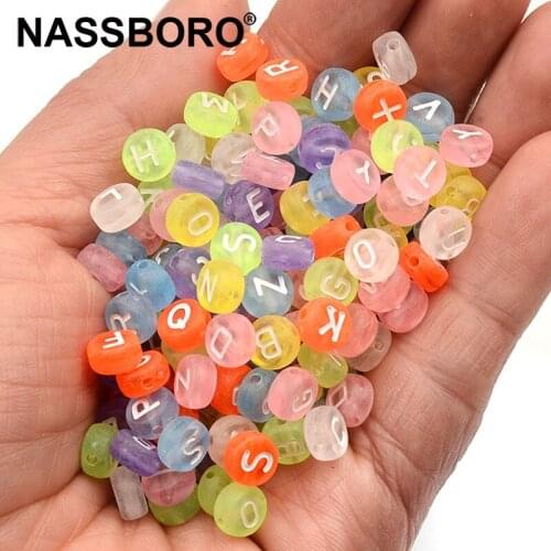 100pcs/lot Transparent Candy Color Acrylic Beads Letter Beads For Jewelry Making DIY Accessories Bracelet Necklace Loose Spacer