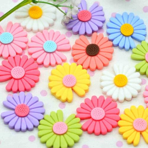Mixed Color Resin Flat Back Daisy Flowers-Surface Decoration Flowers-D.I.Y Crafting Supplies-25mm