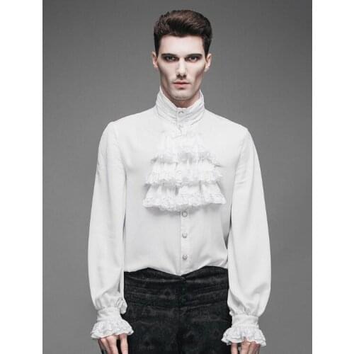 Medieval European shirt French court blouse Gothic shirt Long sleeve Jabot tops Men