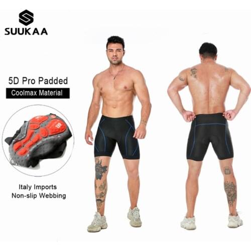 SUUKAA Cycling Shorts Cycling Underwear With Italy Imports Non-Slip Webbing Pro 5D Gel Pad Cycling Underpants Bicycle Shorts