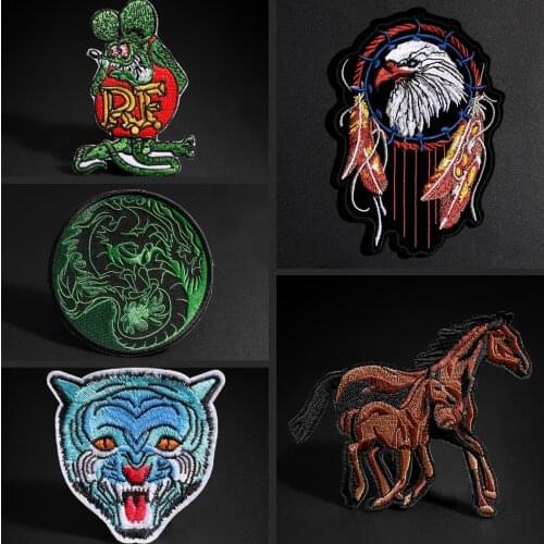 Tiger snake Eagle animals patches Punk badge cool DIY Rock Jacket jeans decorative decals high quality patch ironing on clothes