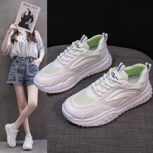 White Shoes 2021 New Summer Thin Sports Casual Shoes Mesh Breathable Platform Dad Shoes Womens Ins Fashion