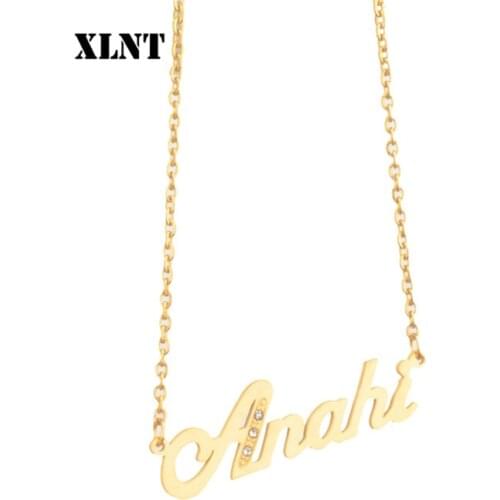 XLNT Anahi Name Necklace Personalized Name Necklace Custom Letter Pendant Necklace Customized Nameplate Jewelry Gift for Her