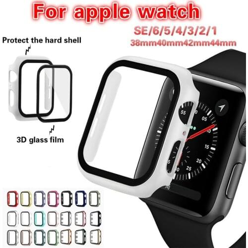 Tempered Glass + Watch Case, Screen Protector for Apple Watch Case, 44mm, 40mm, 42mm and 38mm, for Iwatch SE 6, 5, 4, 3, 2, 1